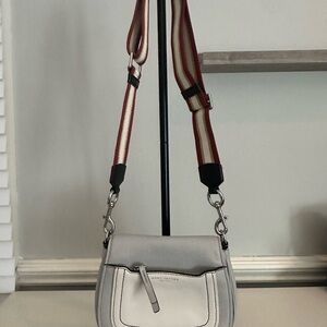 Marc Jacobs Cream Empire City Crossbody Bag with Red Strap